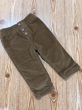 4/$20 Joe Fresh Baby Brown Soft Corduroy Pull-On Pants Grey Lining